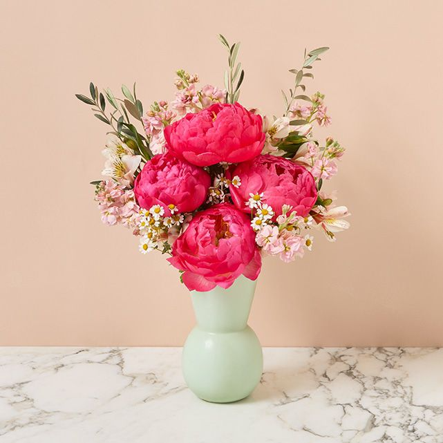 The Bouqs Vased Pink Peonies
