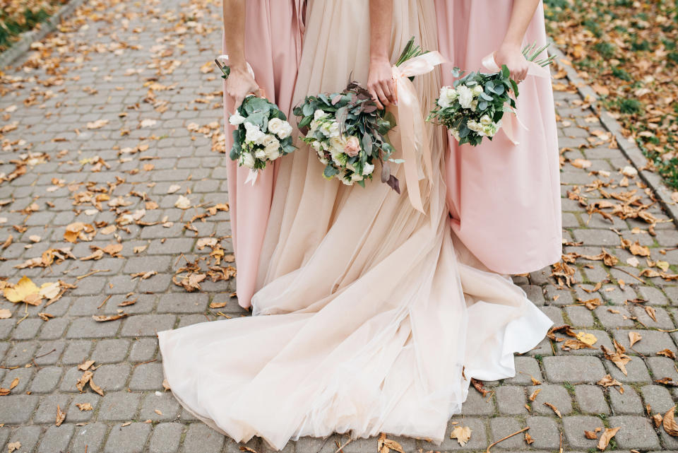 The mother of the bride has purchased a dress strikingly similar to the bridesmaids' outfits [Photo: Getty]