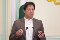 FILE PHOTO: Pakistan's Prime Minister Imran Khan speaks during a joint news conference with Malaysia's Prime Minister Mahathir Mohamad (not pictured) in Putrajaya