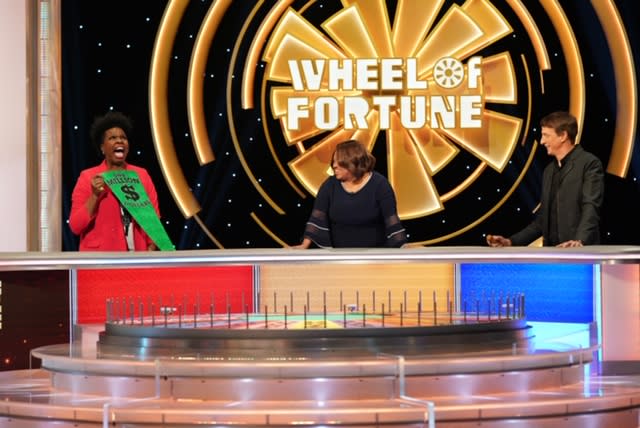 Leslie Jones plays the celebrity edition of "Wheel of Fortune" with Chandra Wilson and Tony Hawk. (Photo: ABC/Christopher Willard)    