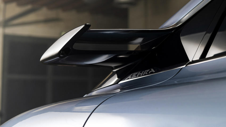 A camera door mirror on the SUV concept from new Italian automaker Aehra.