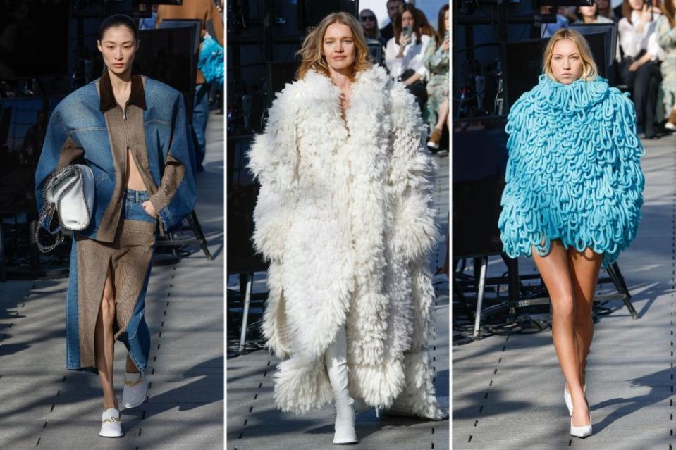Runway royals Natalia Vodianova (center) and Lila Moss (right) were sustainable and sexy walking for Stella McCartney. Images: Getty Images
