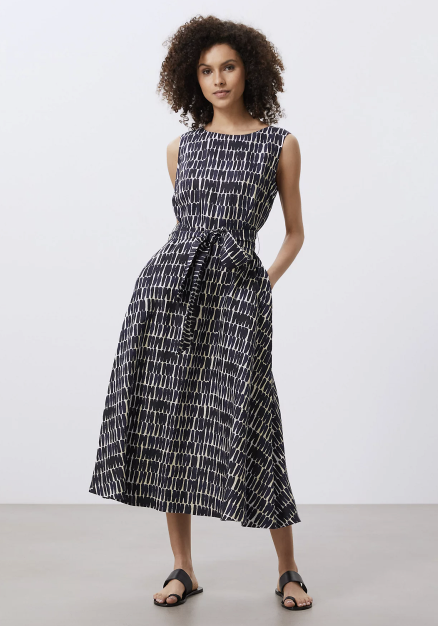  Pure Linen Printed Belted Midi Swing Dress (Marks and Spencer)