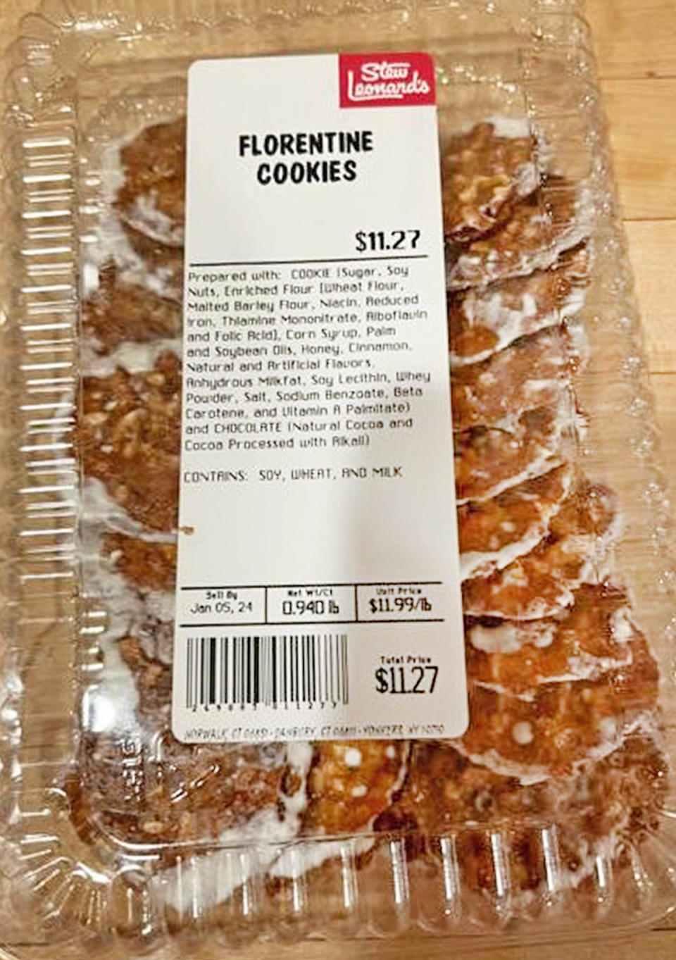 Recalled Florentine cookies sold at Stew Leonard's. (Stew Leonard’s)