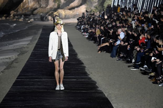 A look from the Saint Laurent Men's Spring 2020 collection. Photo: Frazer Harrison/Getty Images