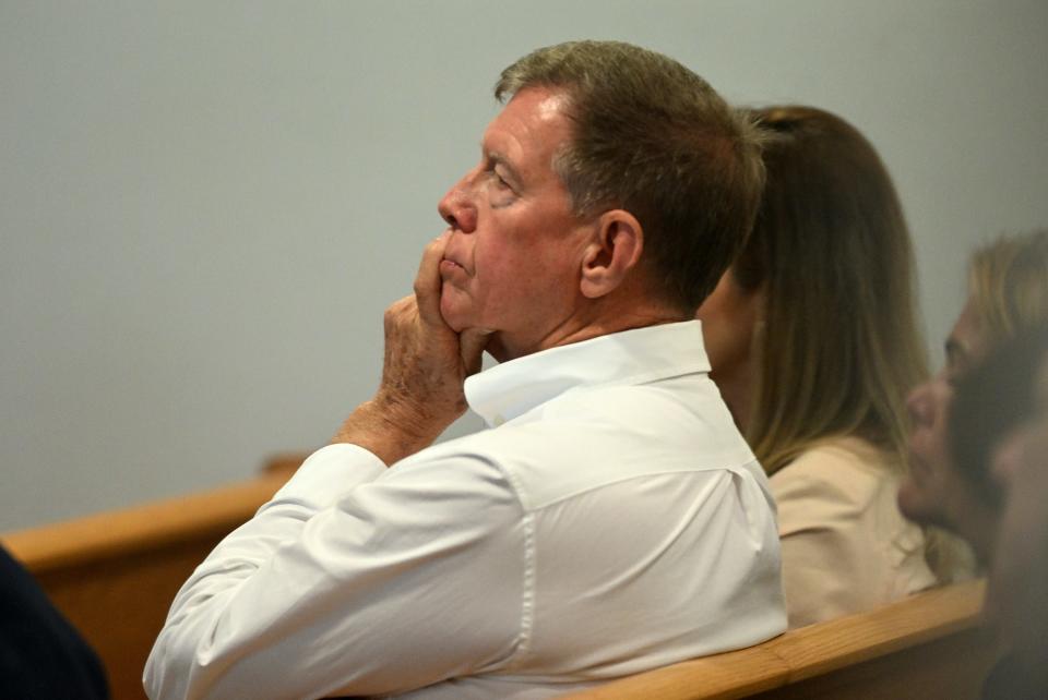 Tommie Benefield, cousing of Doug, during closing arguments to the jury on the sixth day of Ashley Benefield’s trial for the second-degree murder of her husband, Doug Benefield, in 2020 at the Manatee County Judicial Center, July 29, 2024.