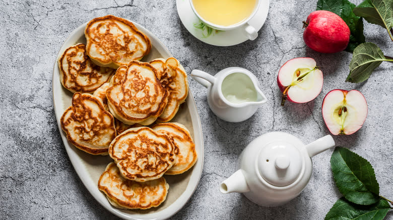 Apple pancakes on countertop