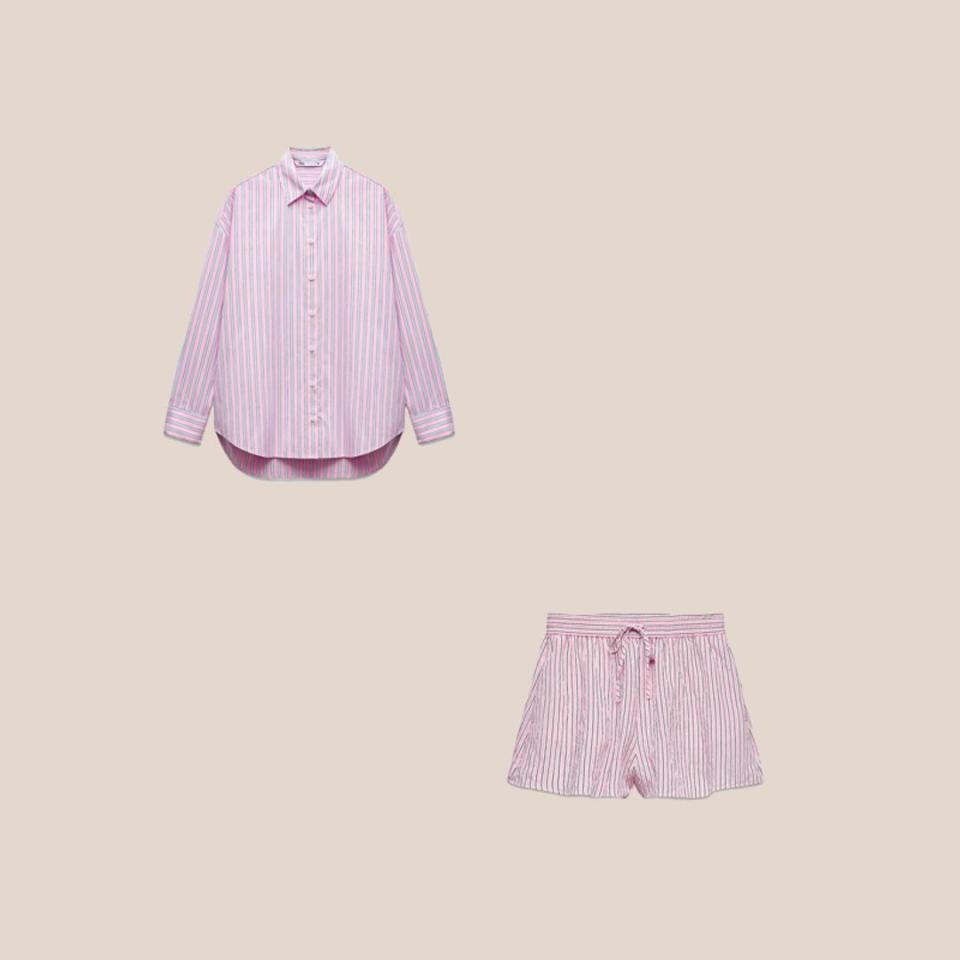 camisa y boxers de rayas rosas