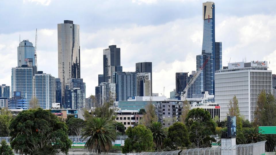 Skyline von Melbourne. Australiens zweitgrößte Stadt geht erneut in einen sechswöchigen Lockdown.