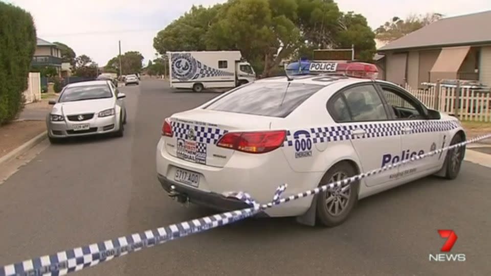 Police blocked the street in front of the property in January last year.  Photo: 7News