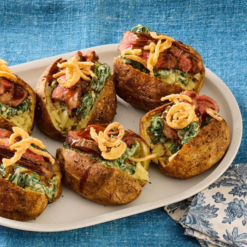steak and spinach baked potatoes