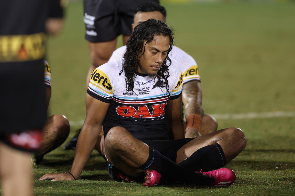 Jarome Luai, pictured here after Penrith's loss to St Helens in the World Club Challenge.