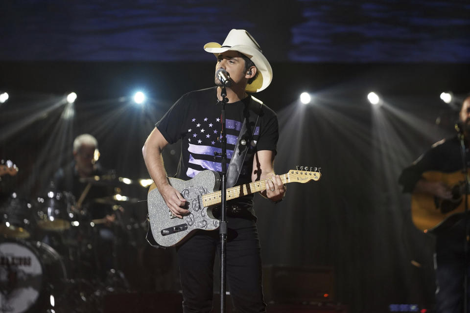 This image released by ABC shows Brad Paisley during a taping of his variety special "Brad Paisley Thinks He's Special," airing Dec. 3 at 8 p.m. EST on ABC. (Mark Levine/ABC via AP)