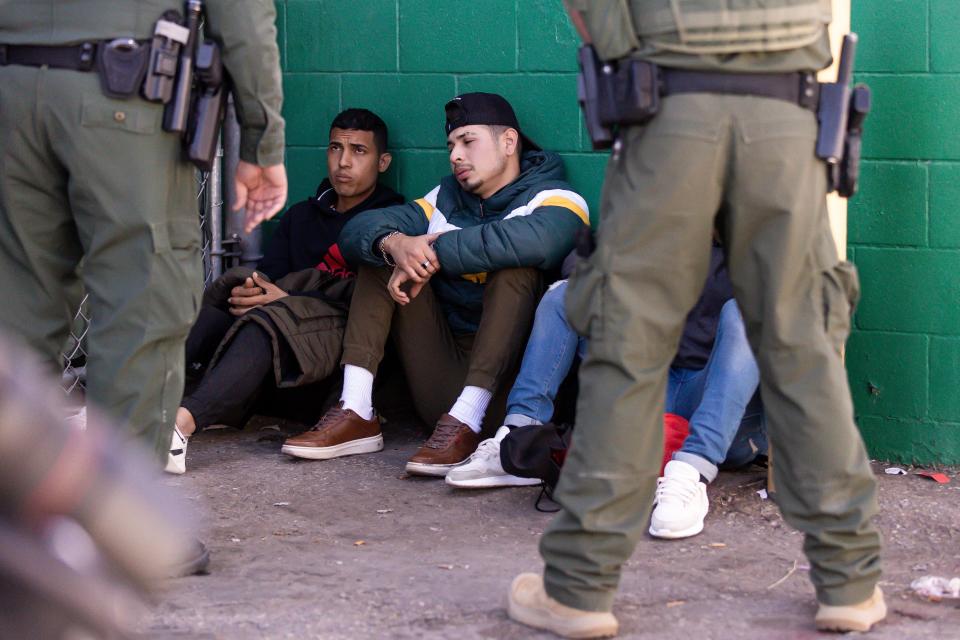 Customs and Border Protection picked up three migrants at a bus station in front of Sacred Heart Church on Wednesday, Jan. 4, 2023.