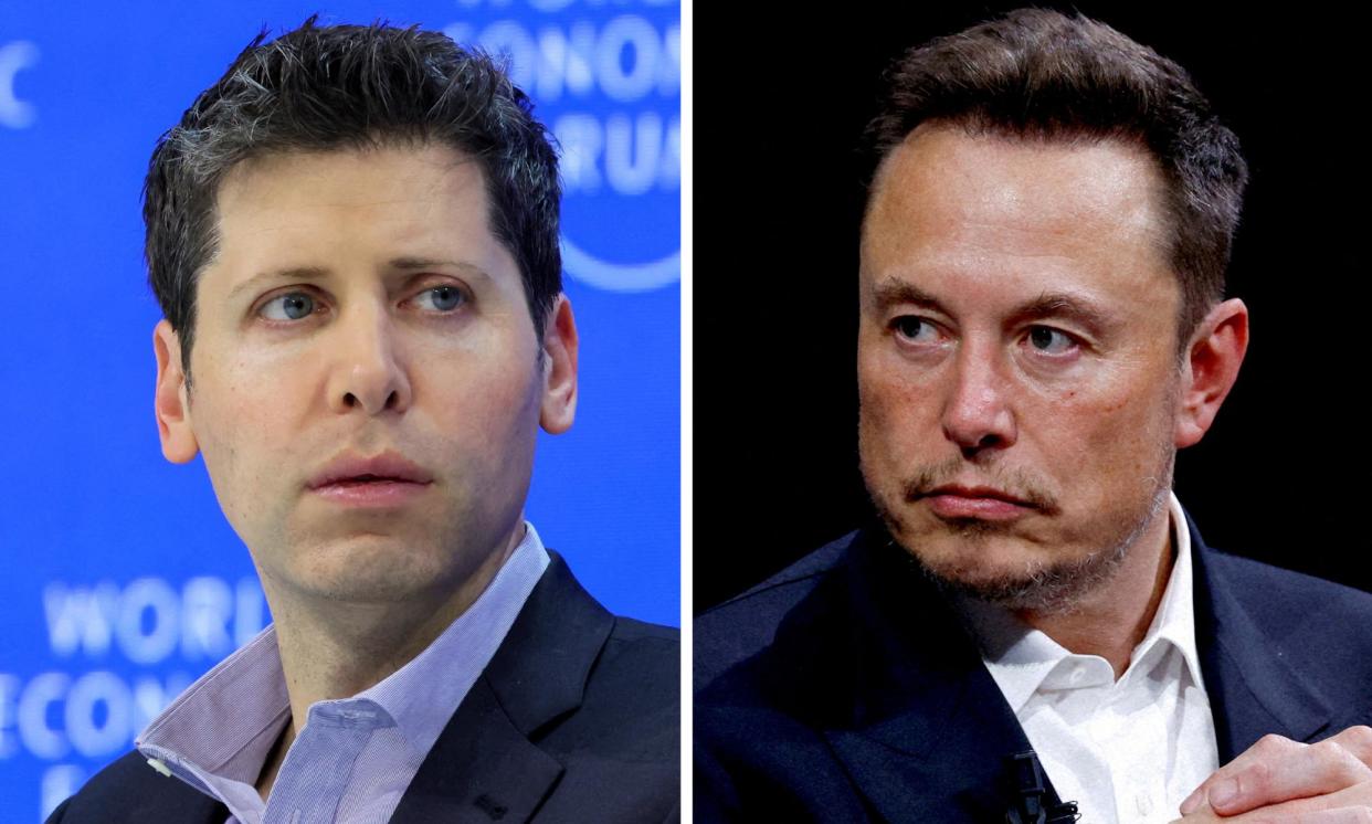 <span>Sam Altman (left) and Elon Musk, who claims OpenAI has become a subsidiary of Microsoft.</span><span>Composite: Reuters</span>