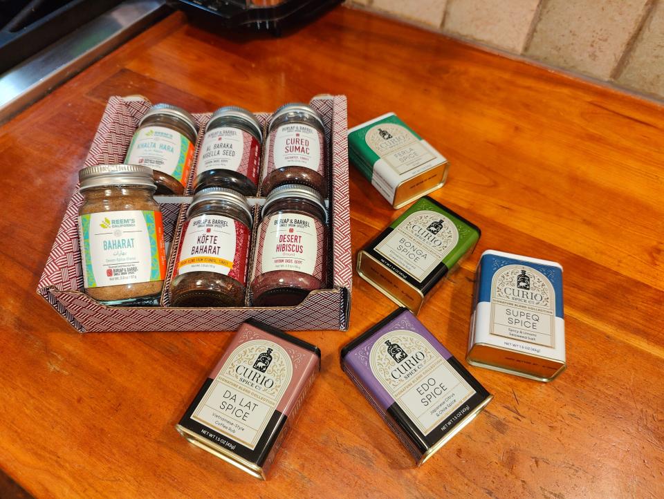 Spice blends on a kitchen counter