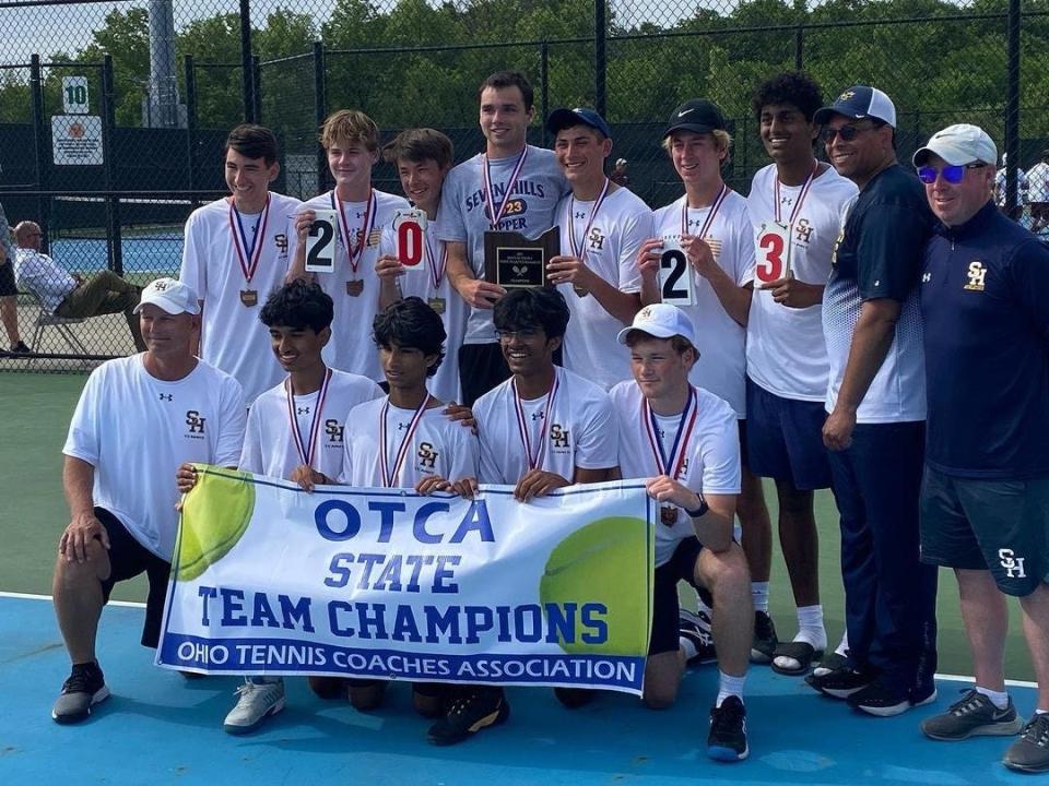 The Seven Hills boys tennis team after winning the Ohio Tennis Coaches Association Division II state title.