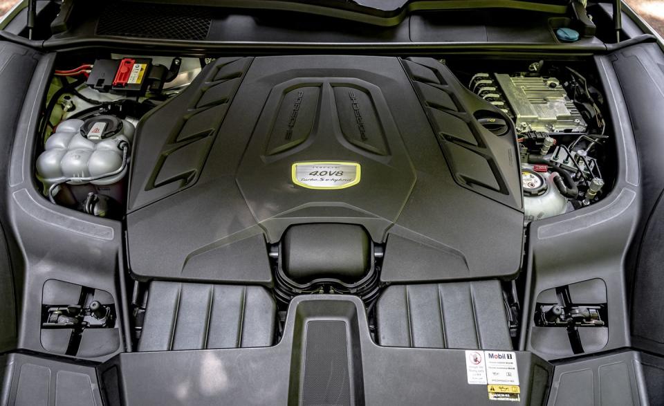 <p>The Turbo S E-Hybrid incorporates a 14.1-kWh lithium-ion battery pack that can be recharged in about six hours with a household 230-volt power source.</p>