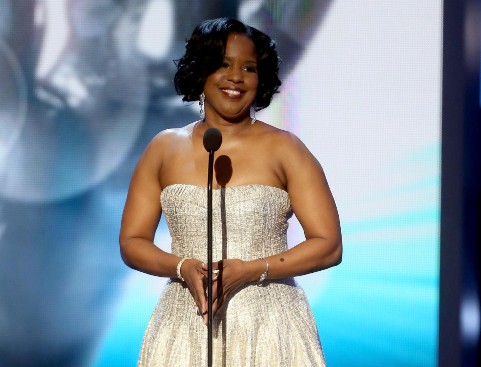NAACP Chairman of the National Board of Directors Roslyn Brock speaks onstage during the 47th NAACP Image Awards.