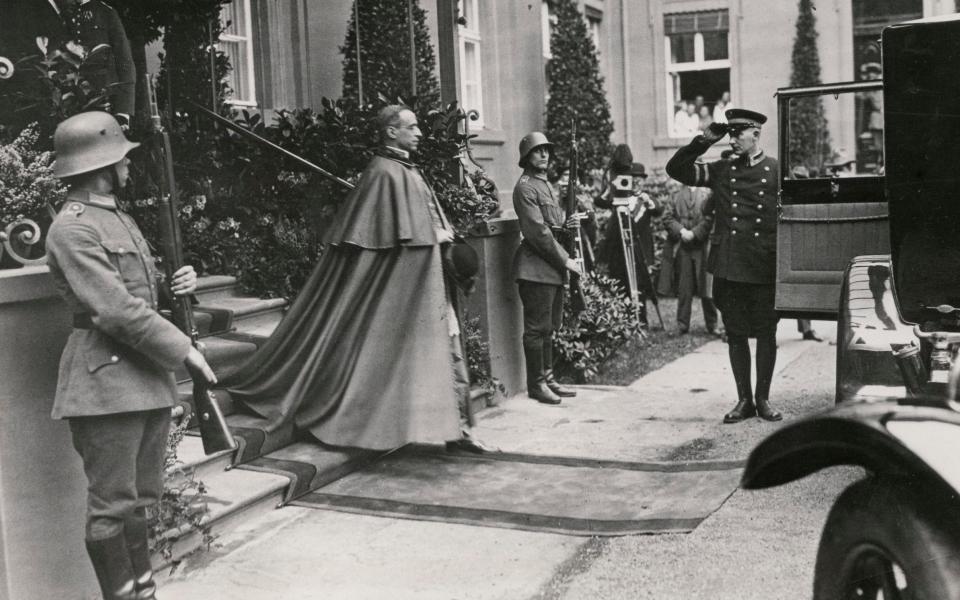 Eugenio Pacelli (later Pope Pius XII) leaving the presidential palace in Berlin in 1927 following celebrations for Present von Hindenburg's birthday - adoc-photos/Corbis via Getty Images