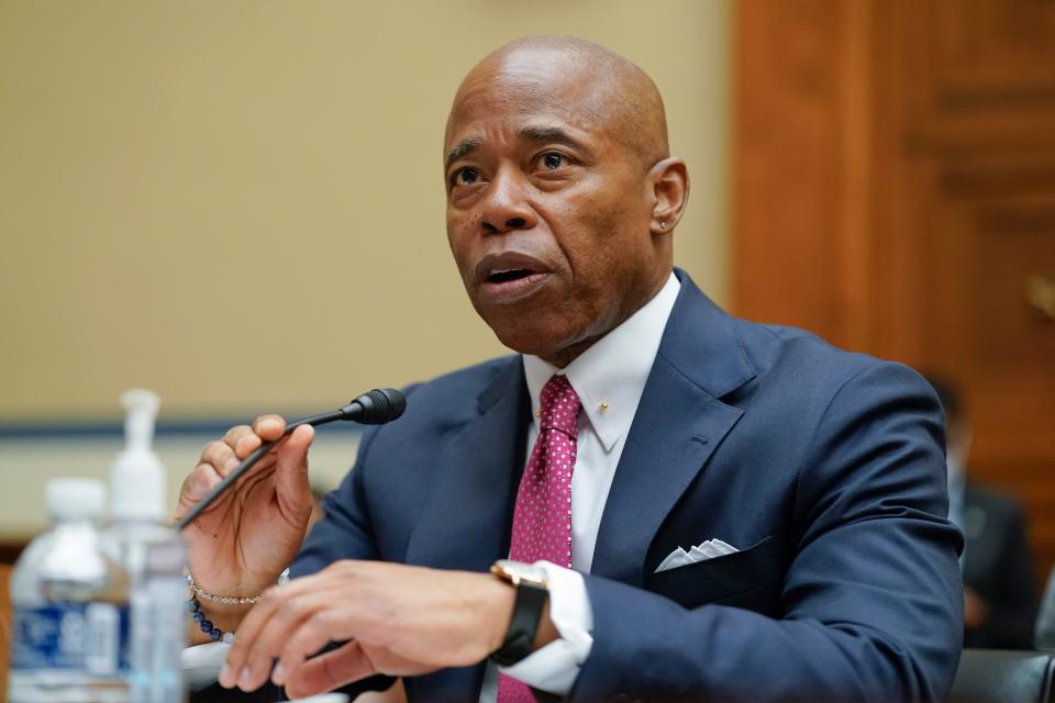 New York City Mayor Eric Adams testifies during a House Committee on Oversight and Reform hearing on gun violence on Capitol Hill in Washington, Wednesday, June 8, 2022.