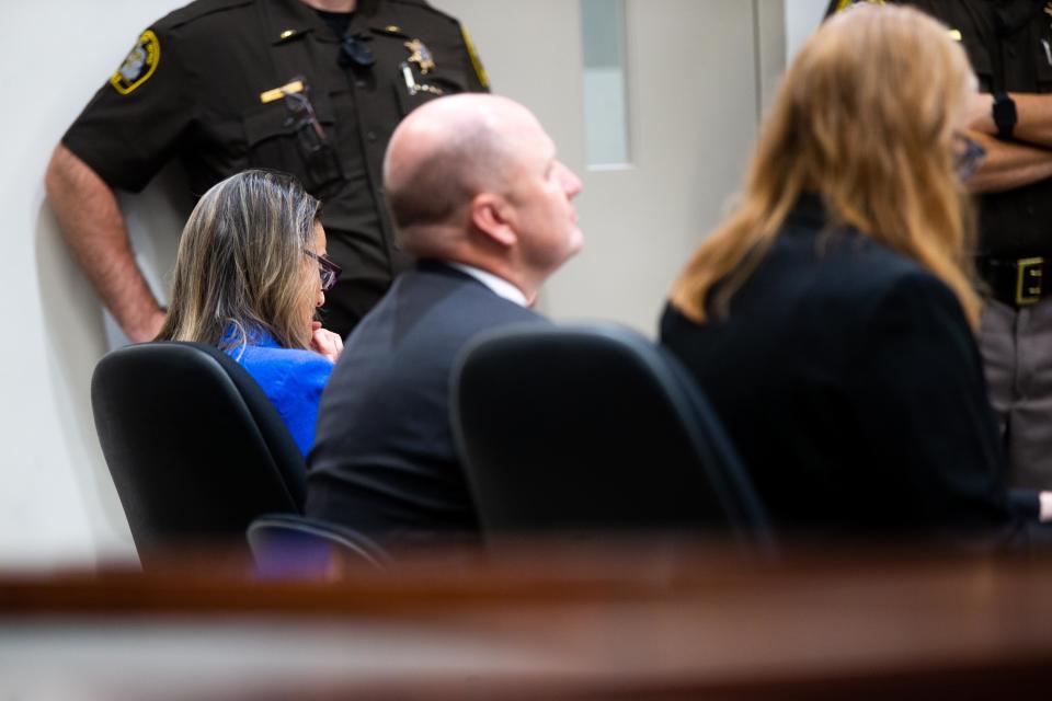 Lucy Ebel challenges the recall petition against her Friday, Aug. 25, 2023, at the Kent County Courthouse in downtown Grand Rapids.