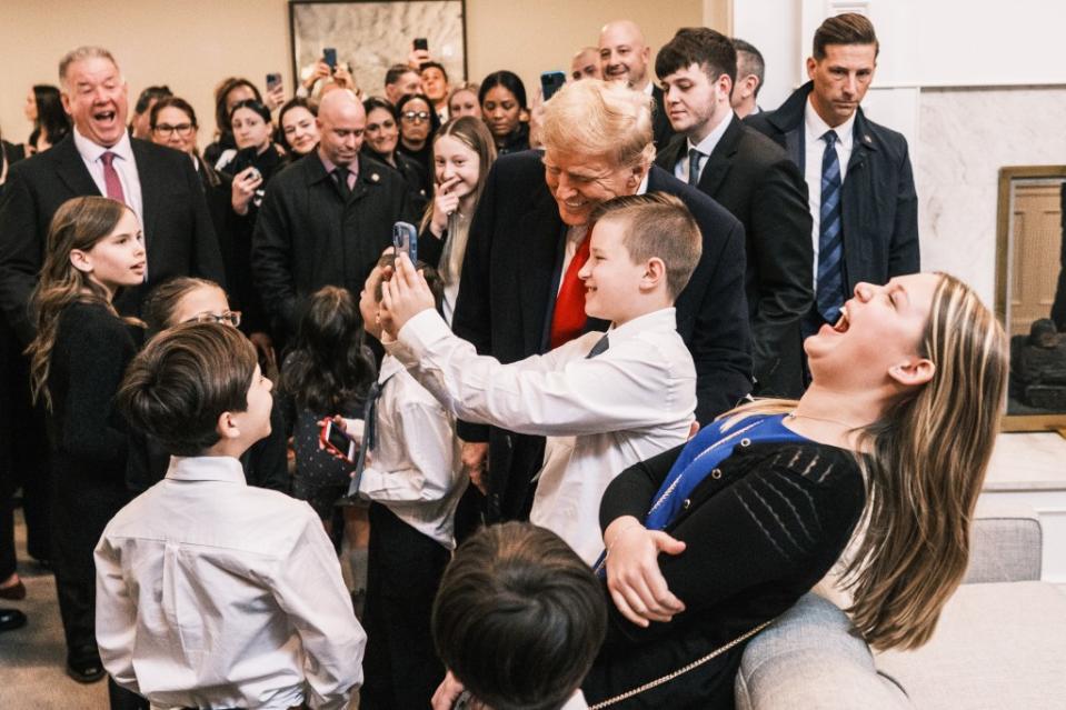 Trump prayed the Lord’s Prayer with an entire room of mourners at the wake, Father Duffy said. Stephen Yang for NY Post