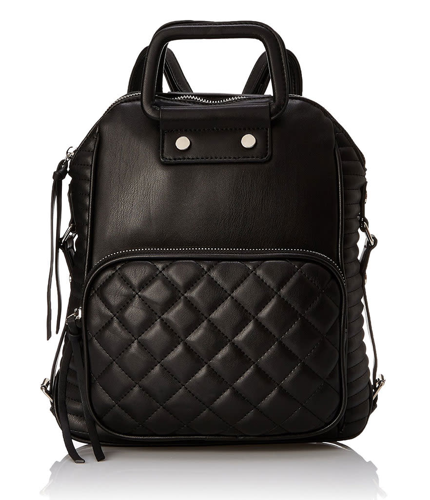 <p>Steve Madden Bschoold Convertible Fashion Backpack, $88, <a rel="nofollow noopener" href="http://www.amazon.com/Steve-Madden-Bschoold-Convertible-Backpack/dp/B00WDWDFL4/ref=sr_1_26?m=ATVPDKIKX0DER&s=apparel&ie=UTF8&qid=1438633559&sr=1-26&keywords=backpack&refinements=p_36%3A2661614011%2Cp_6%3AATVPDKIKX0DER" target="_blank" data-ylk="slk:amazon.com/fashion;elm:context_link;itc:0;sec:content-canvas" class="link ">amazon.com/fashion</a></p>