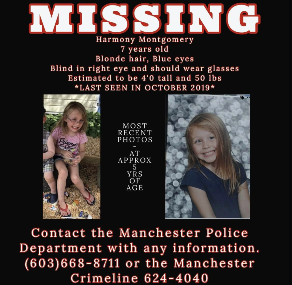 A missing poster for Harmony Montgomery.