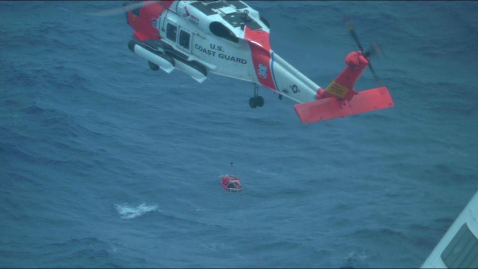 The watchstanders coordinated the medevac arrangements, directing a Jayhawk helicopter from the Coast Guard Air Station in Borinquen and an HC-144 Ocean Sentry aircraft from the Coast Guard Air Station in Miami to rendezvous with the cruise ship.