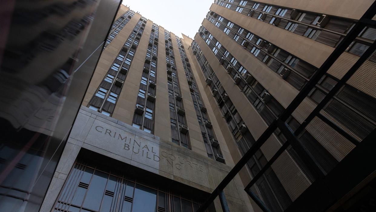 <div>The Manhattan Criminal Courthouse in New York, US, on Monday, April 15, 2024. <strong>(Jeenah Moon/Bloomberg via Getty Images)</strong></div>