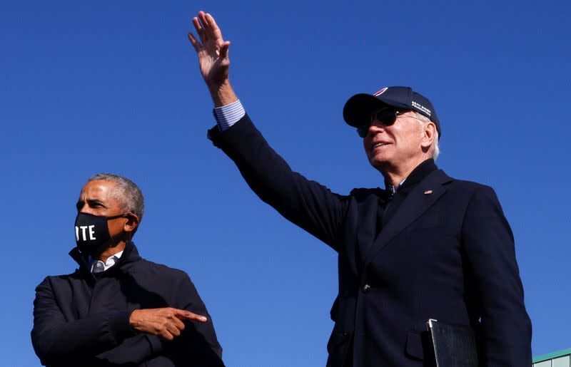 Democratic U.S. presidential nominee Joe Biden at a mobilization event in Flint