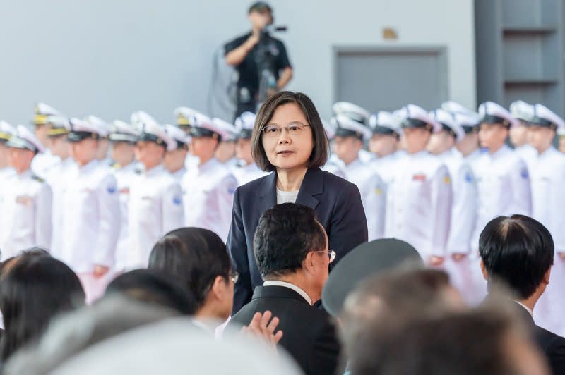 Taiwan's President Tsai Ing-wen said that expanding its stable of submarines will help the navy increase its "asymmetric combat power" but that the island must also take other steps to keep its defense capabilities up to date. Photo by Wang Yu Ching/Taiwan's President Press Office/UPI