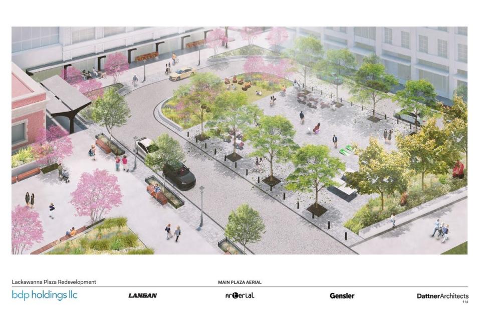 Rendering of the plan for Montclair's Lackawanna Plaza from the architect.