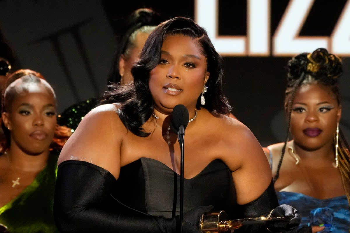 Lizzo accepting the Quincy Jones Humanitarian Award at the Black Music Action Coalition Gala in September (Chris Pizzello/Invision/AP)