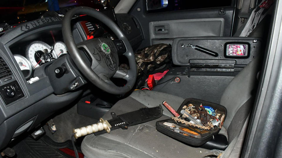 The inside of the suspect's truck. (Capitol Police via Twitter)