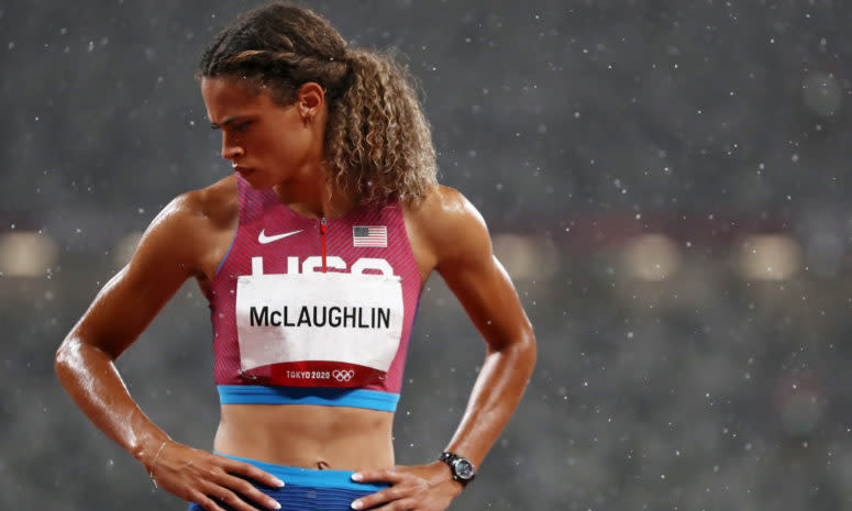 Sydney McLaughlin in the Summer Olympics in Tokyo.