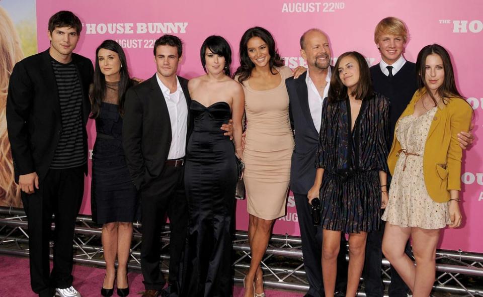 House Bunny LA Premiere 2008 Ashton Kutcher Demi Moore Rumer Willis Bruce Willis