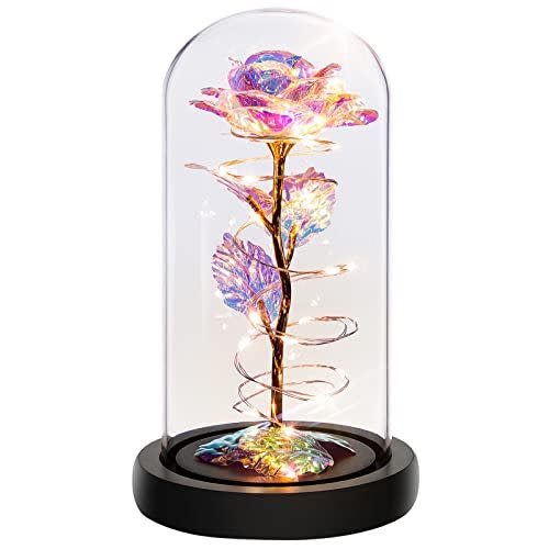 28) Light Up Rose in a Glass Dome