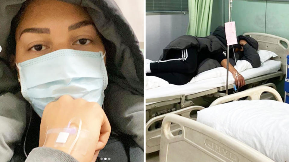 Liz Cambage, pictured here in hospital in China.