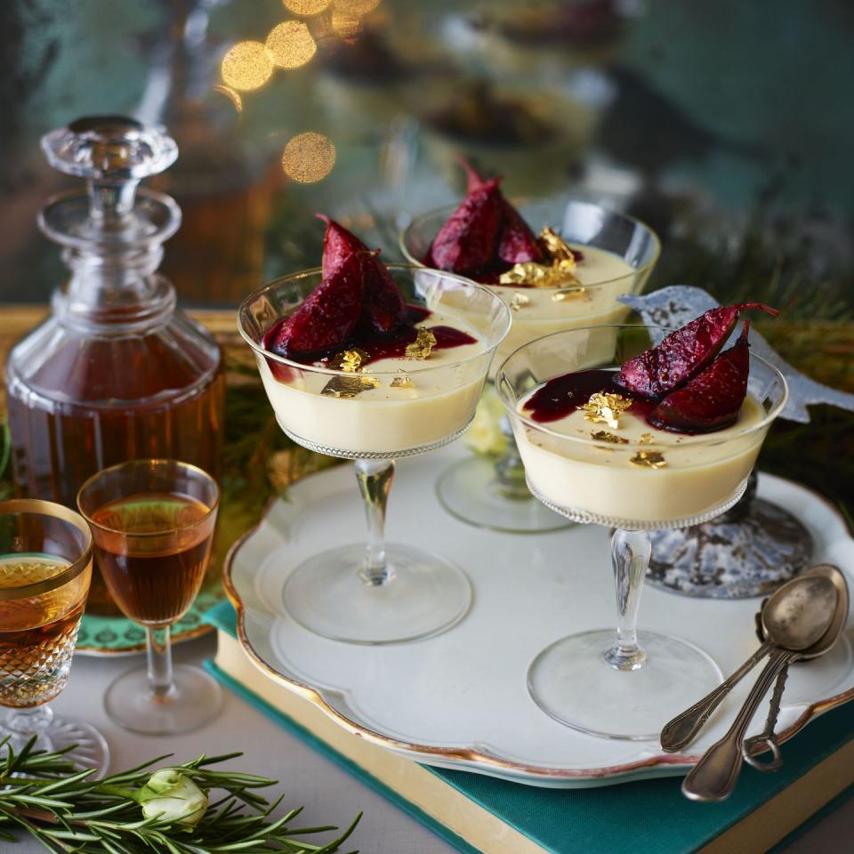 best christmas desserts eggnog panna cotta with boozy mulled figs