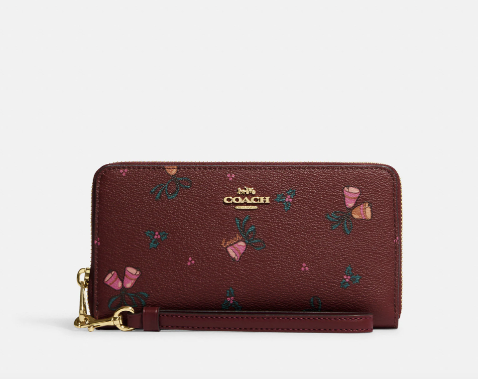 Long Zip Around Wallet With Holiday Bells Print (Photo via Coach Outlet)