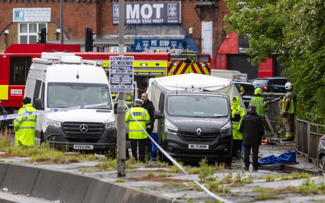 Emergency Services responding to a fatal crash at Staples Corner, Brent Cross on Sunday night