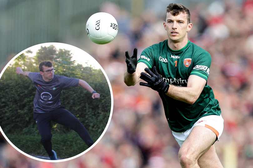 Armagh goalkeeper Ethan Rafferty and, inset, in action during Wednesday night's Ulster Intermediate Road Bowls final at Tassagh