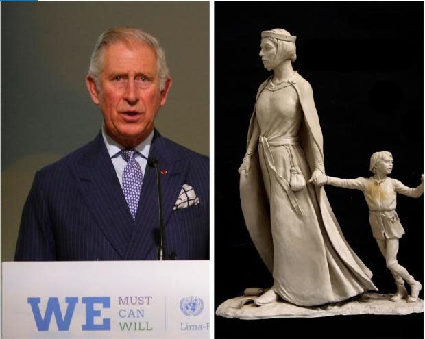 Daily Echo: Prince Charles and a scale model of the Licoricia statue