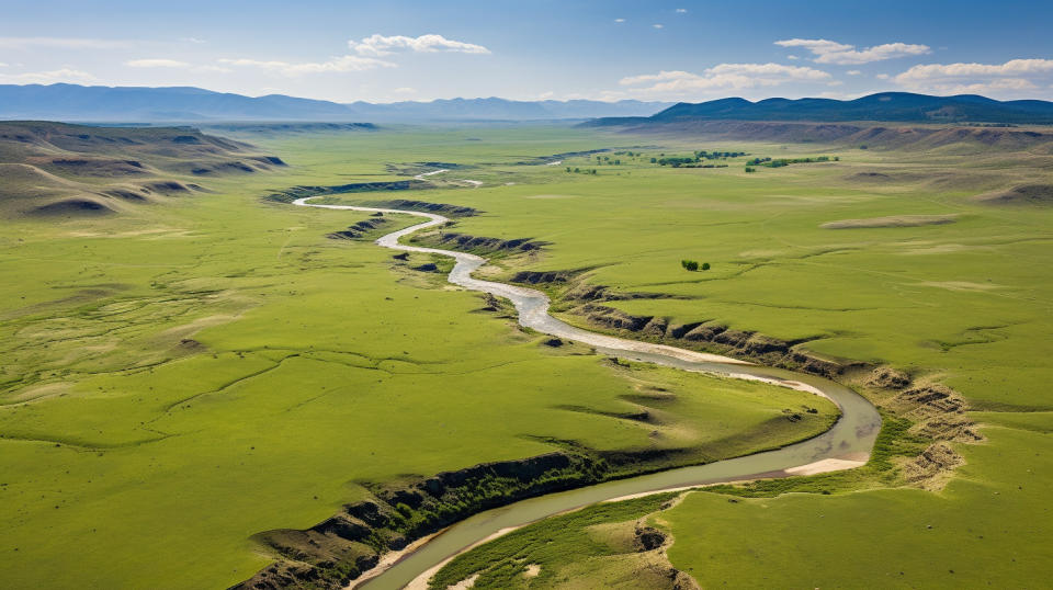 Aerial view of the vast landscape of Great Divide Basin, Wyoming.