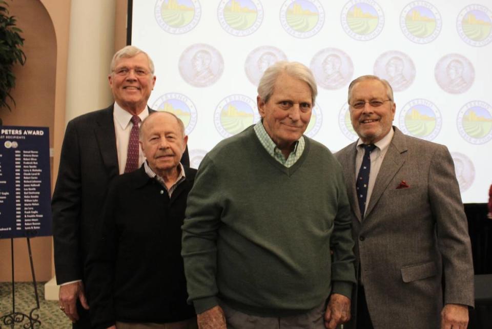 John Harris, center, was given the 2024 Leon S. Peters Award by the Fresno Chamber of Commerce.