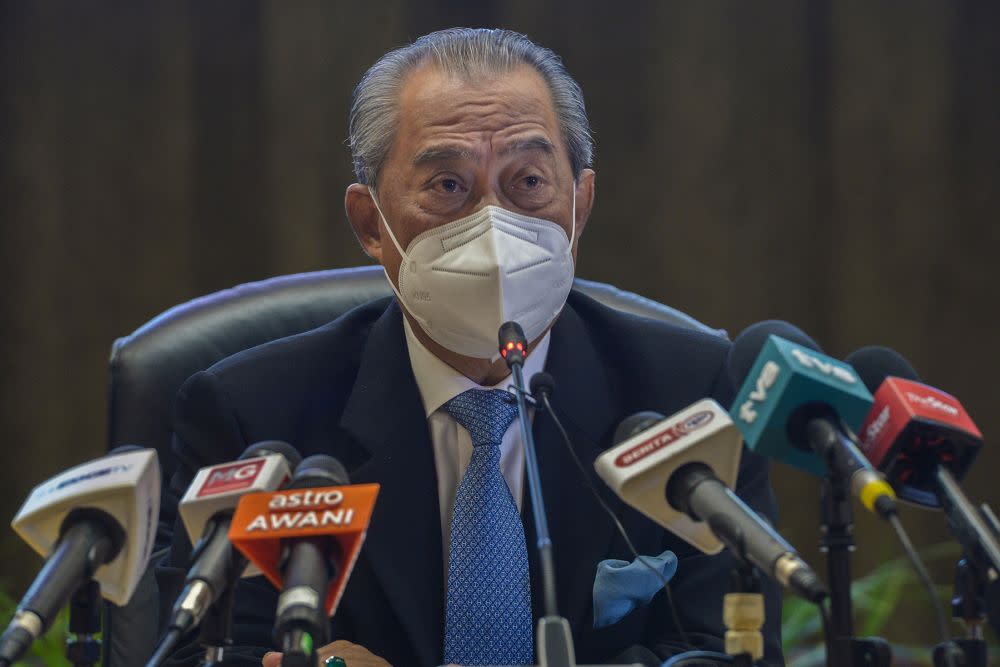 National Recovery Council chairman Tan Sri Muhyiddin Yassin said the quarantine order waiver will be part of the mutual recognition of vaccine certificates already adopted by several countries. — Picture by Miera Zulyana