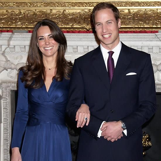 Prince William famously popped the question to Kate Middleton in 2010 by producing his mother's sapphire engagement ring. Photo: Getty Images