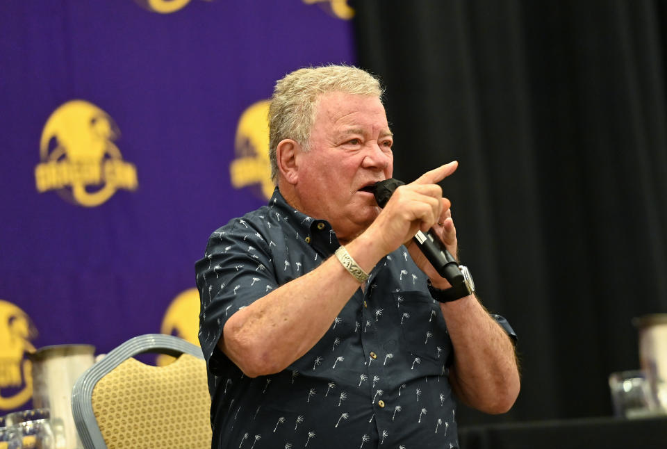 ATLANTA, GEORGIA - SEPTEMBER 03: William Shatner speaks during 2022 Dragon Con at Hilton Atlanta on September 03, 2022 in Atlanta, Georgia. (Photo by Paras Griffin/Getty Images)